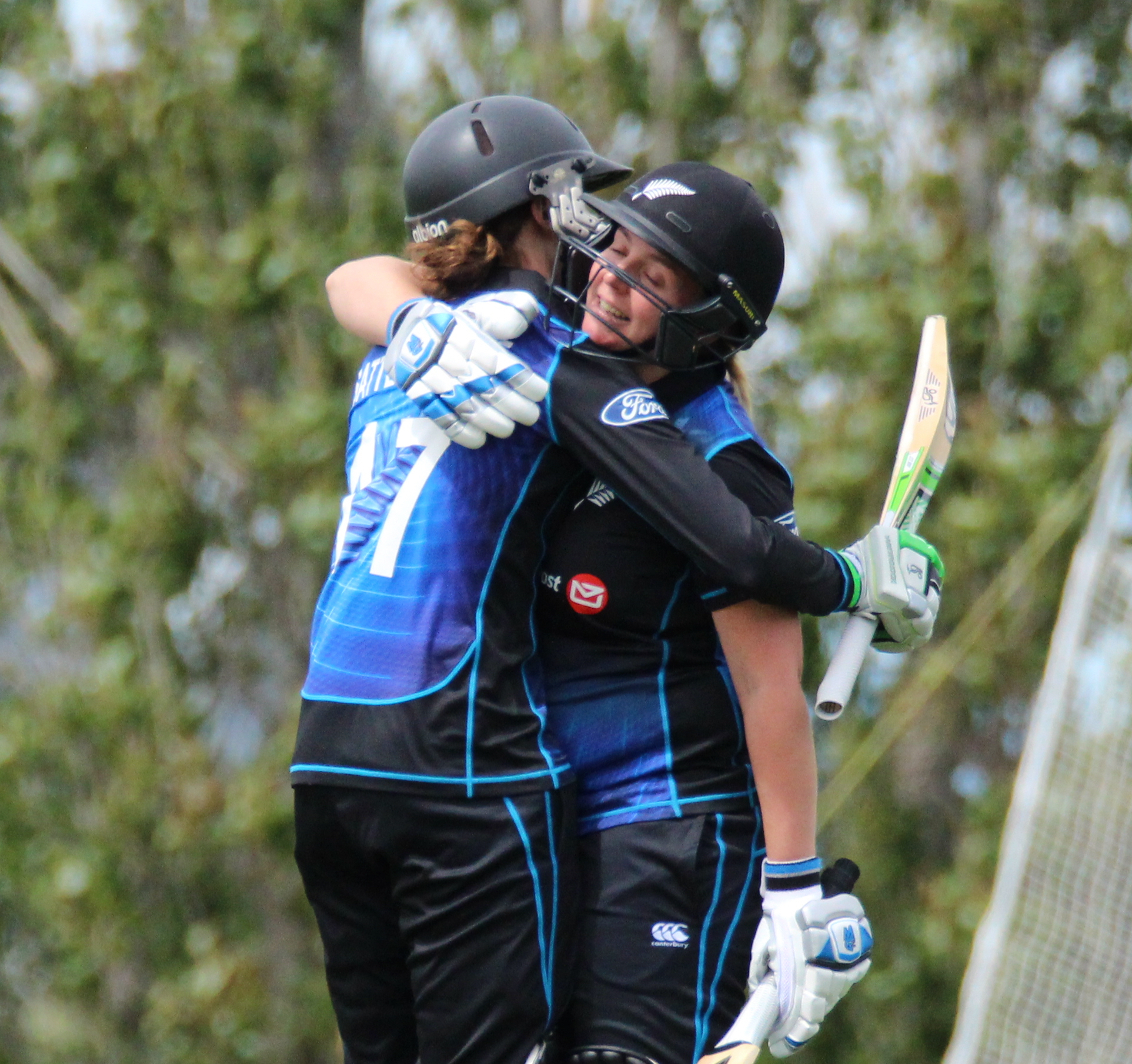 IMG_1744 rachel Priest is congratulated by Amy Satterthwaite on her maiden ODI century.jpg